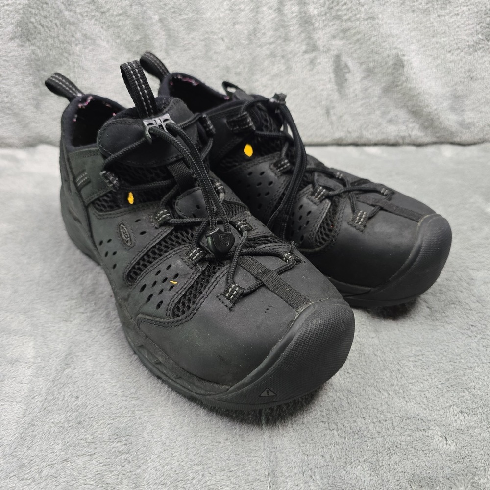 Keen Shoes Womens Size 8 M ATLANTA COOL II Black Leather Steel Toe Work